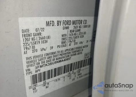 2022 Ford Mustang Mach-E Premium from USA, damaged, VIN 3FMTK3SU5NMA40857